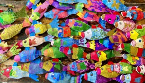 Koinobori, Japanese Carp Mobiles were used in our "Mae Ping" dance performance and as decoration throughout the school 