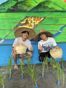 Levy and James were portraying rice farmers for our "Mae Ping" documentary film