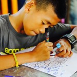 Young Artist at Work (“Dream Stones” Art Workshop with Children’s Shelter Foundation. Chiang Mai, Thailand 2016)